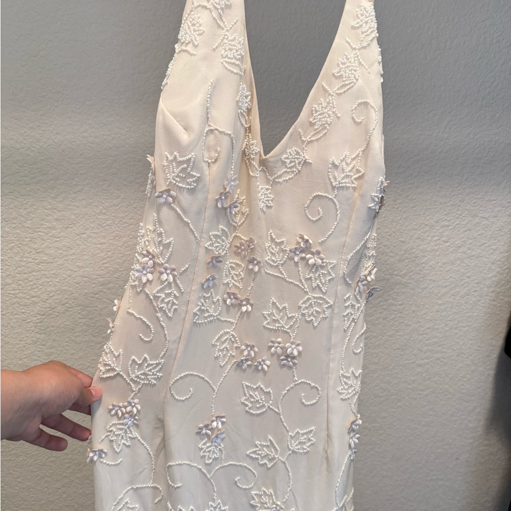 Scala Ivory Beaded Halter Dress
